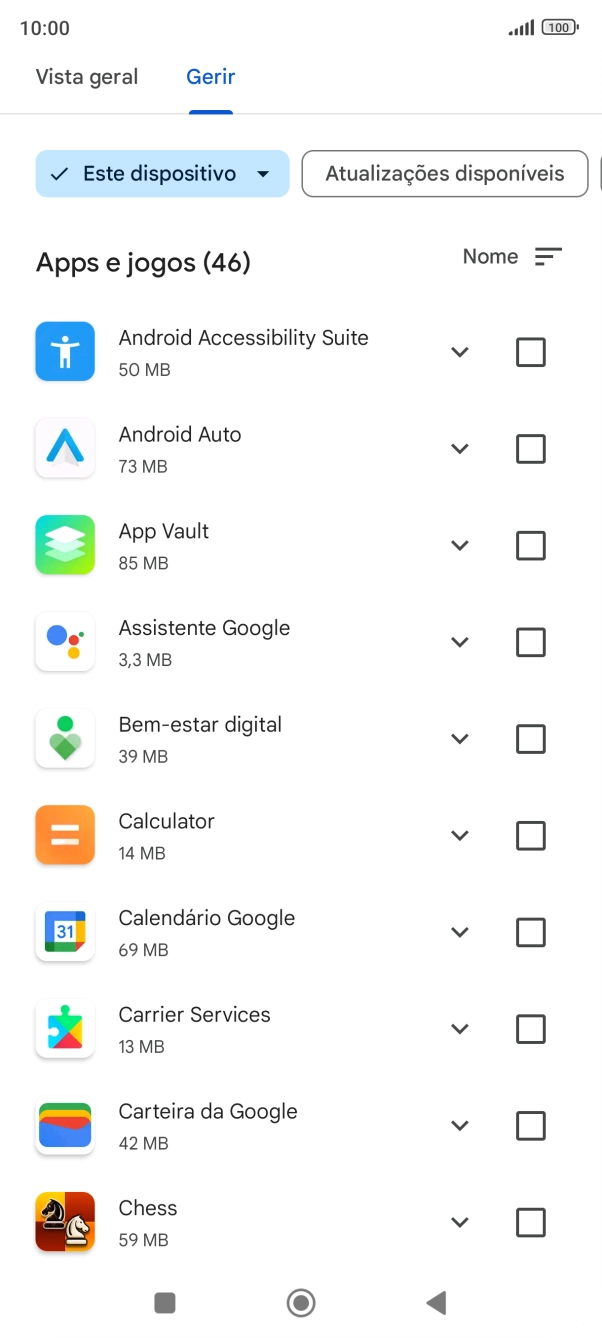 Prima a app pretendida.