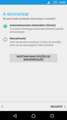 Se o ecrã mostrar esta imagem, a sua conta foi identificada e configurada automaticamente. Siga as indicações no ecrã para introduzir informações adicionais e concluir a configuração.
