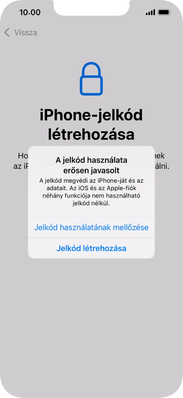 Ha kikapcsolod a funkciót, válaszd a Jelkód használatának mellőzése lehetőséget.