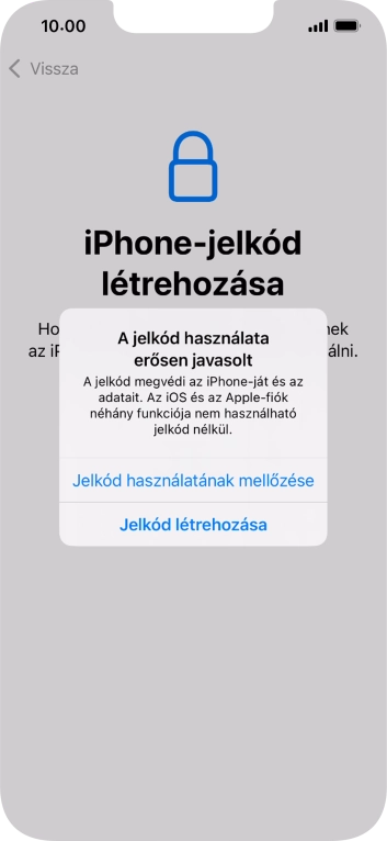 Ha kikapcsolod a funkciót, válaszd a Jelkód használatának mellőzése lehetőséget.