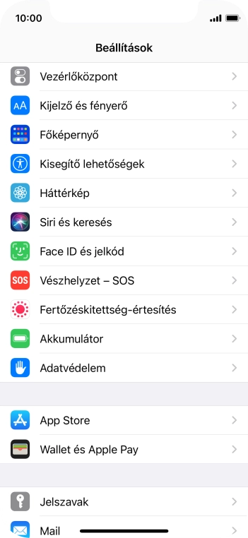 Válaszd a Face ID és jelkód lehetőséget.