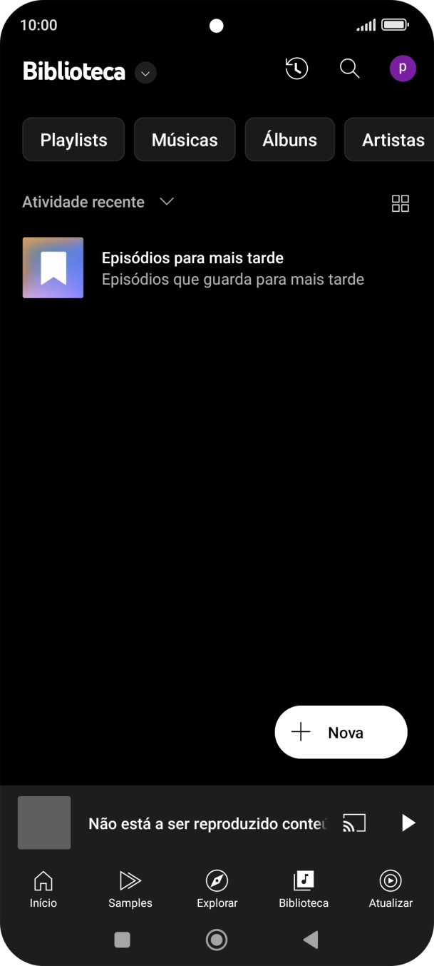 Prima a lista suspensa.