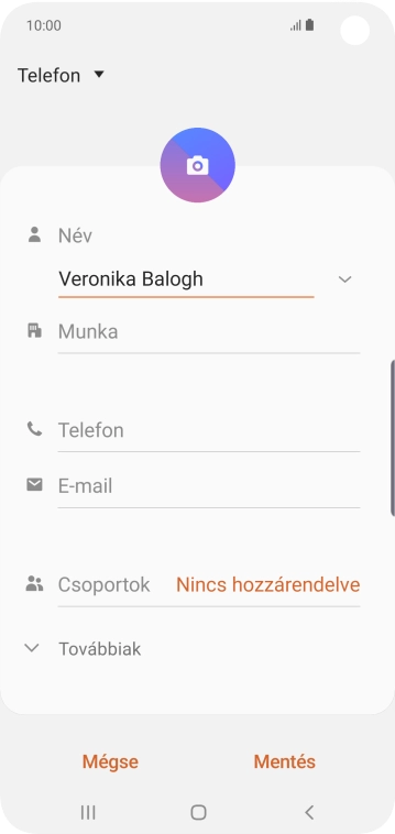 Kattints a Telefon mezőre, és írd be a kívánt telefonszámot.