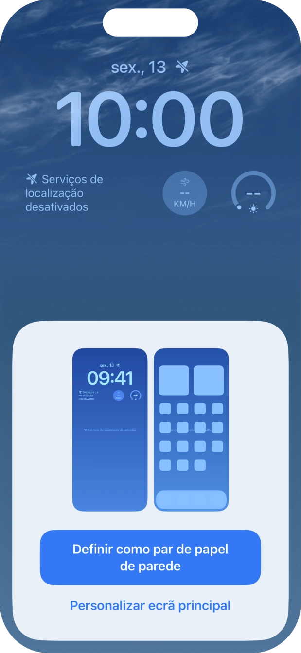 Se pretender utilizar o mesmo esquema de cores para o ecrã principal, prima Definir como par de papel de parede.