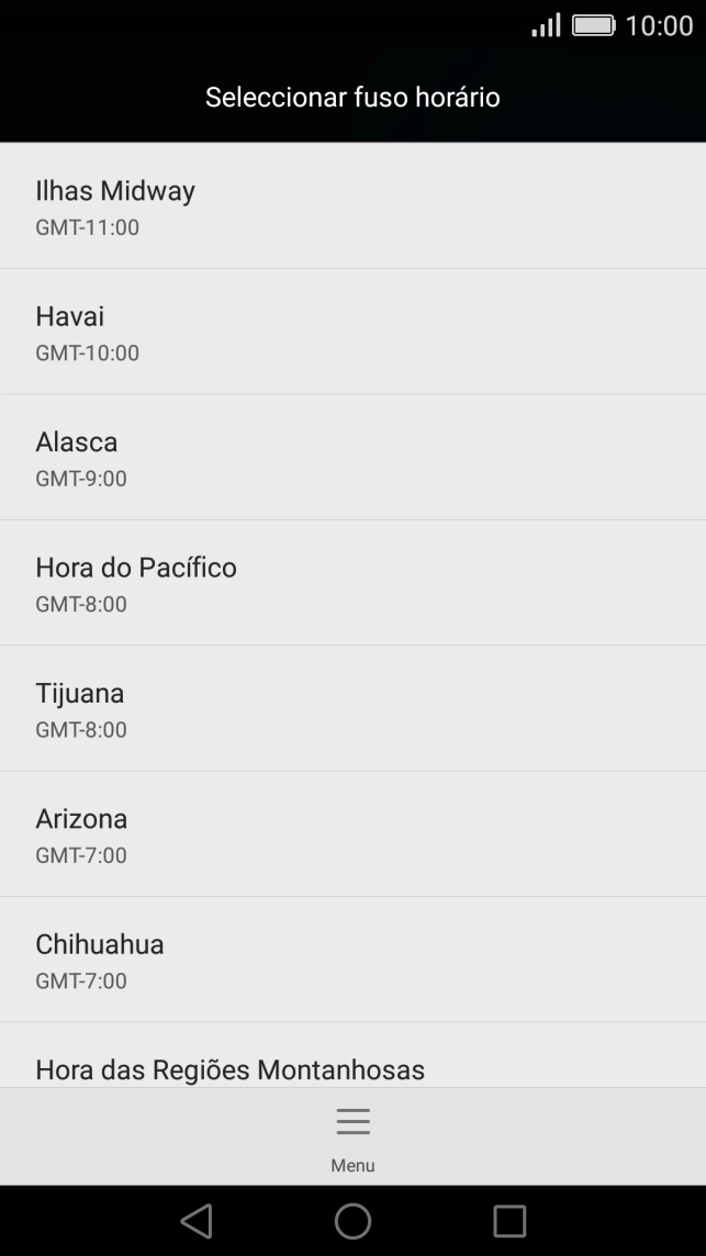 Prima o fuso horário pretendido.