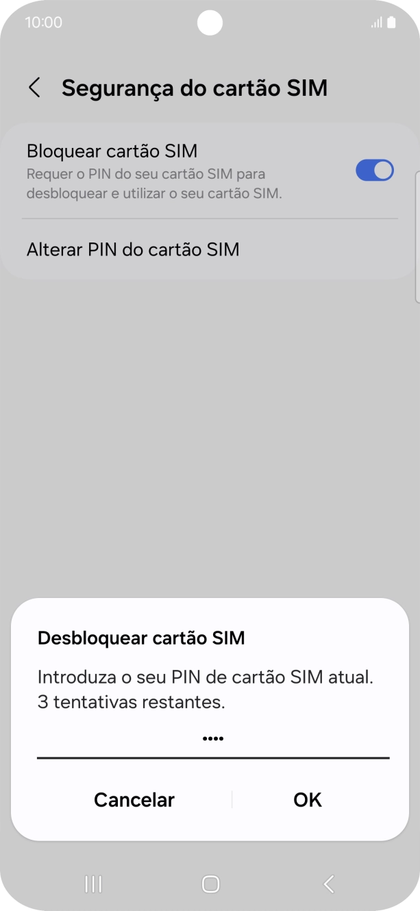 Introduza o seu código PIN e prima OK.