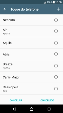 Prima o ícone para adicionar um tom de toque e vá até ao tom de toque pretendido.