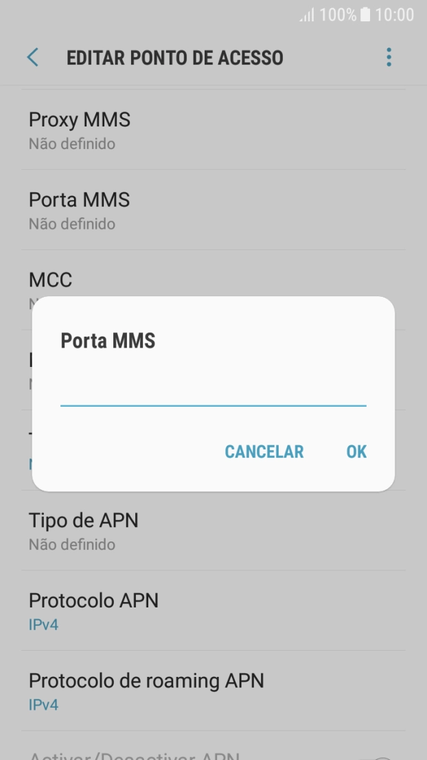 Introduza 80 e prima OK.