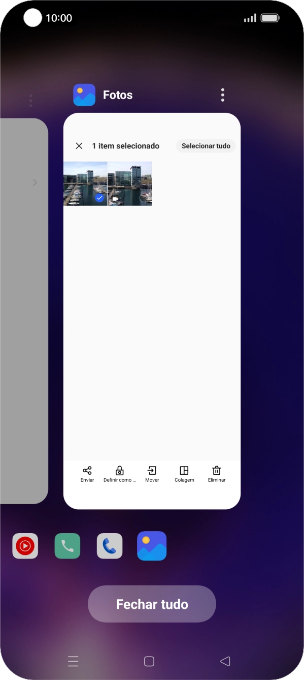 Para terminar uma aplicação em curso, deslize o dedo para cima na aplicação pretendida.