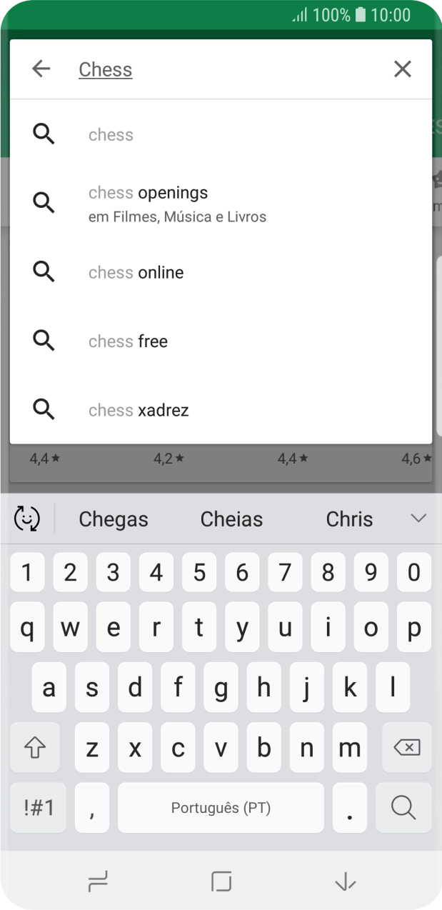 Introduza o nome ou categoria da app pretendida e prima o ícone para pesquisar.