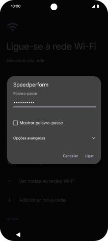 Introduza a password da rede Wi-Fi e prima Ligar.