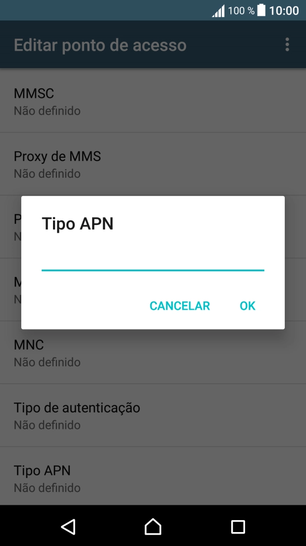 Introduza default e prima OK.