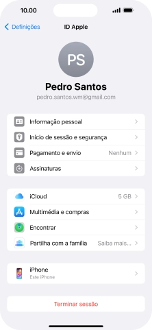 Para voltar ao ecrã inicial, deslize o dedo de baixo para cima a partir da base do ecrã.