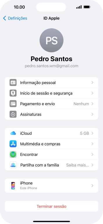 Para voltar ao ecrã inicial, deslize o dedo de baixo para cima a partir da base do ecrã.