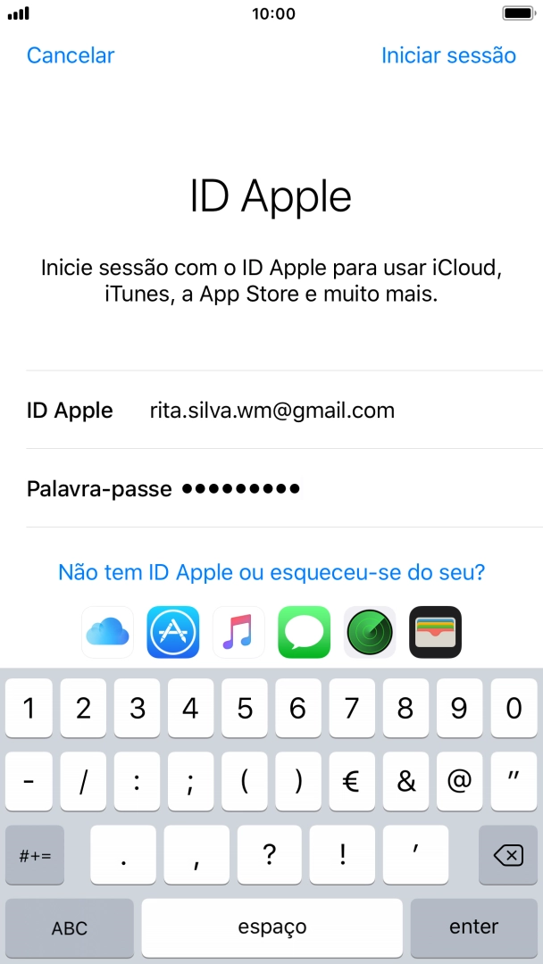 Prima Iniciar sessão.