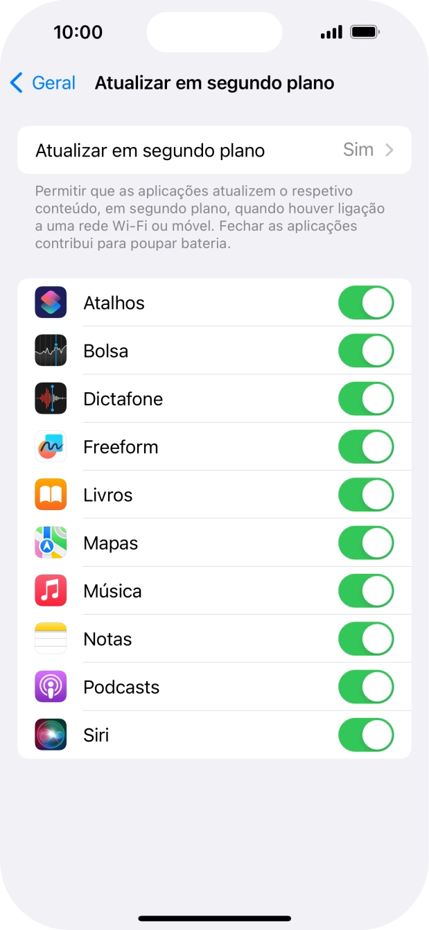Prima Atualizar em segundo plano.