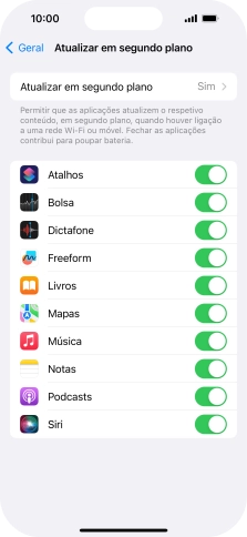 Prima Atualizar em segundo plano.