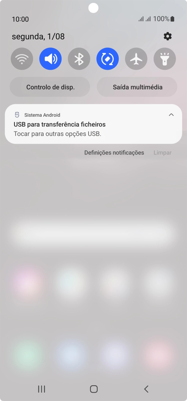 Prima Tocar para outras opções USB..