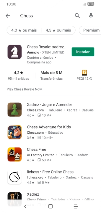 Prima a app pretendida.
