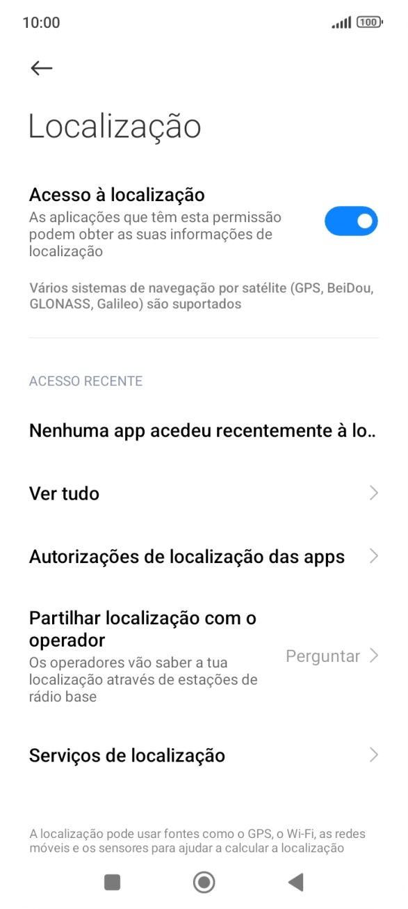 Prima Autorizações de localização das apps.