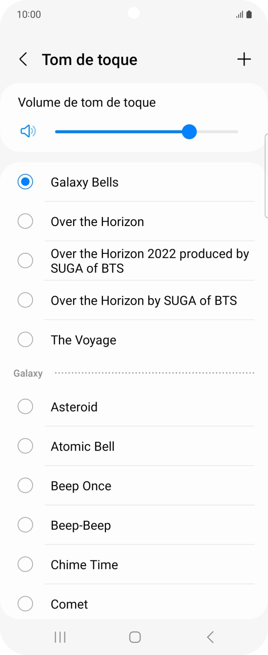 Prima os tons de toque pretendidos para os ouvir.