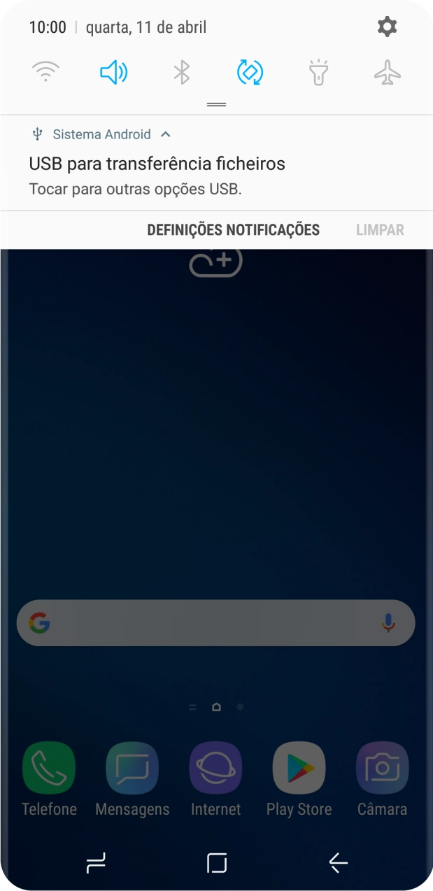 Prima Tocar para outras opções USB..