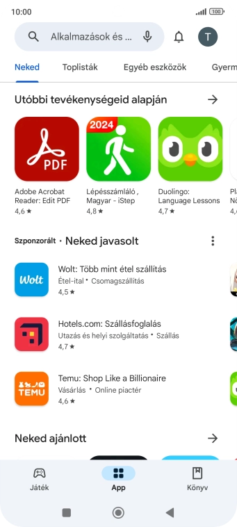 Kattints a keresés mezőre.
