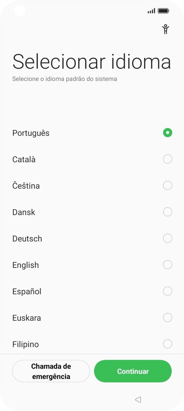 Prima o idioma pretendido.
