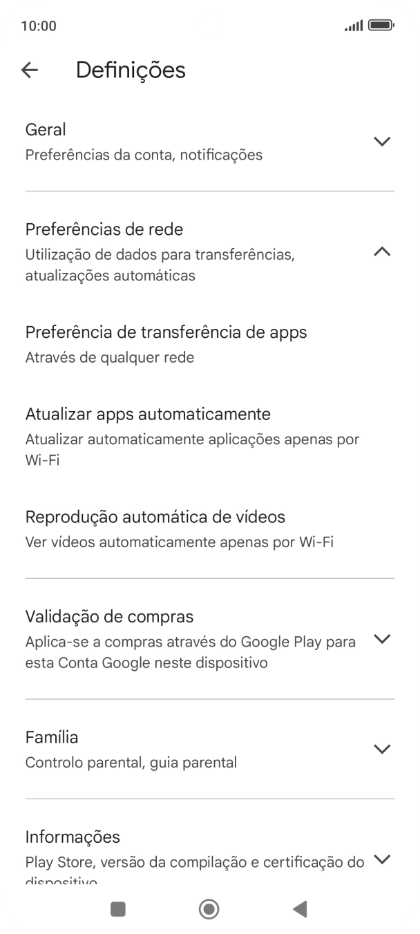 Prima Atualizar apps automaticamente.