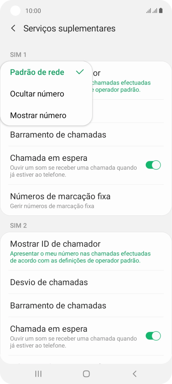 Prima Mostrar número para ativar a visualização do seu número.