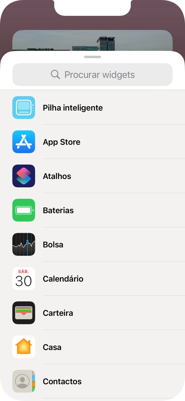 Prima o widget pretendido.