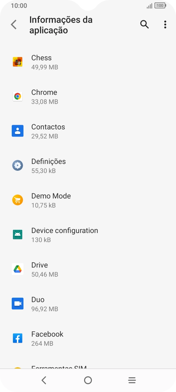 Prima a app pretendida.
