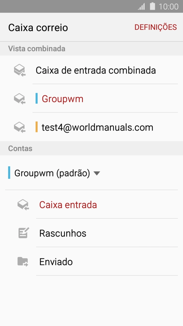 Prima Caixa entrada sob a conta de e-mail pretendida.