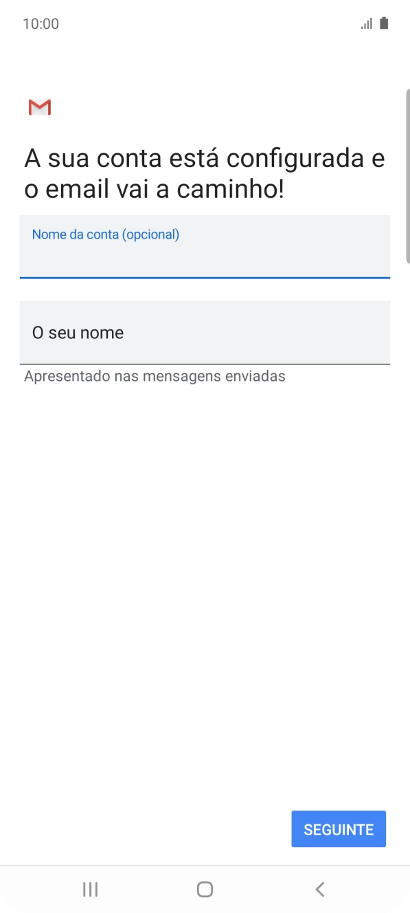Prima O seu nome e introduza o nome do remetente pretendido.