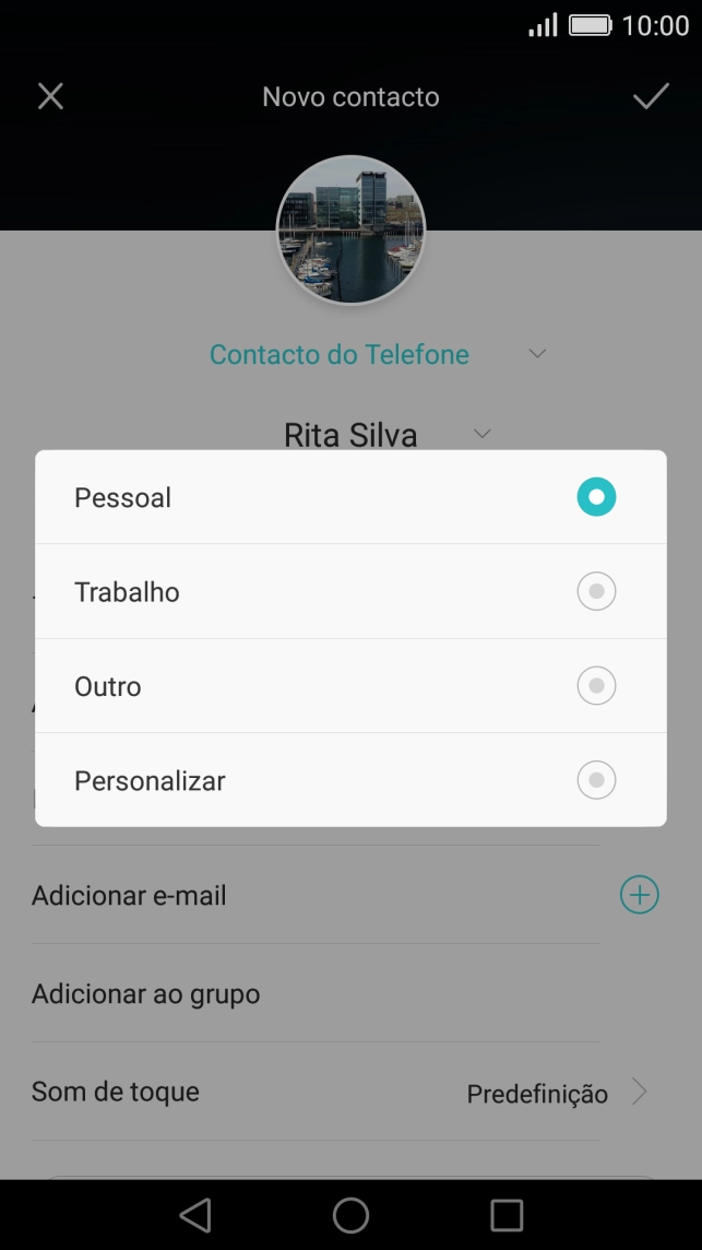 Prima o tipo de e-mail pretendido.