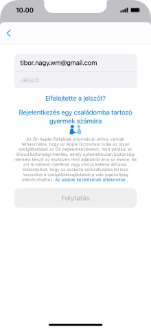 Kattints a Jelszó mezőre, és írd be az Apple ID-d jelszavát.