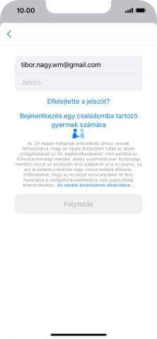 Kattints a Jelszó mezőre, és írd be az Apple ID-d jelszavát.