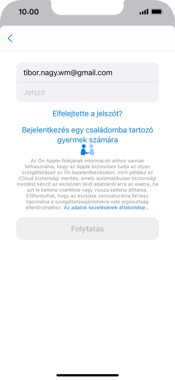 Kattints a Jelszó mezőre, és írd be az Apple ID-d jelszavát.