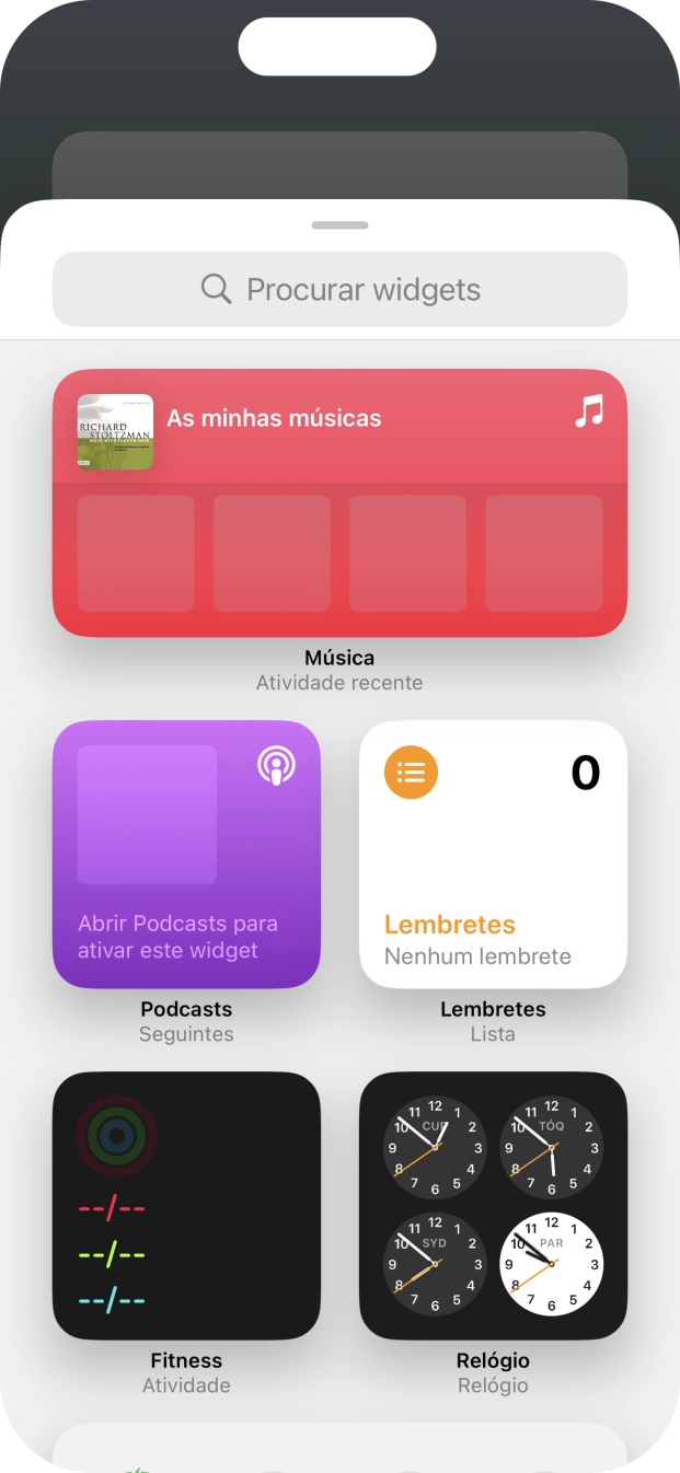 Prima o widget pretendido.