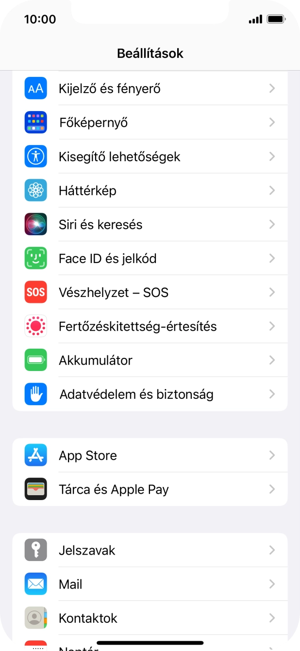 Válaszd a Face ID és jelkód lehetőséget.