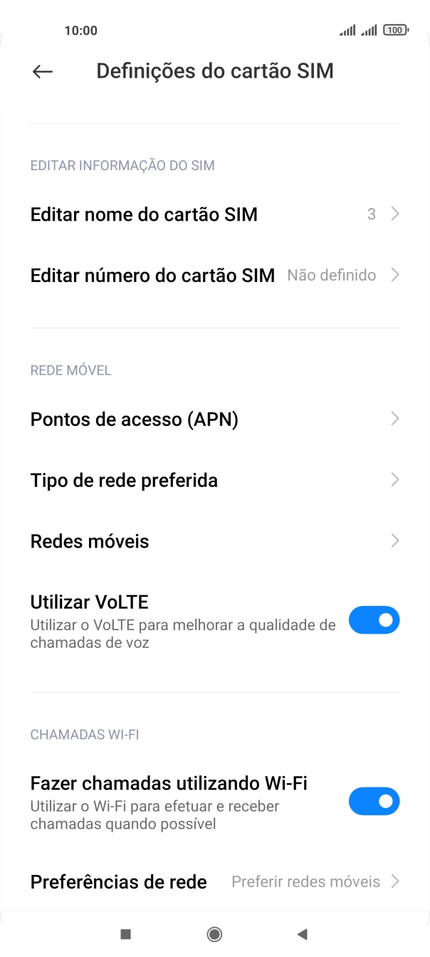 Prima Tipo de rede preferida.