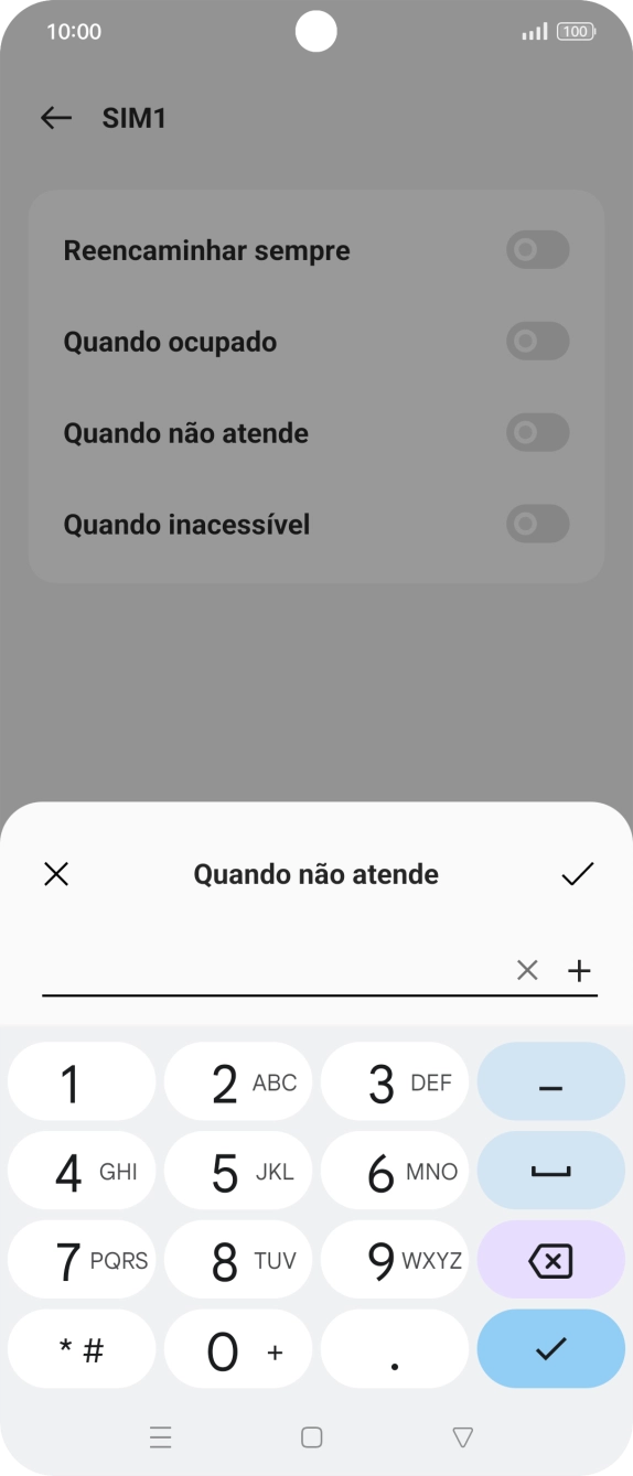 Insira 123 e prima o ícone para aceitar.
