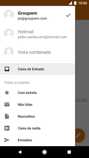 Prima a conta de e-mail pretendida.