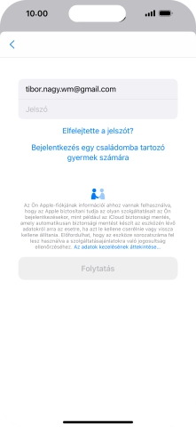 Kattints a Jelszó mezőre, és írd be az Apple ID-d jelszavát.
