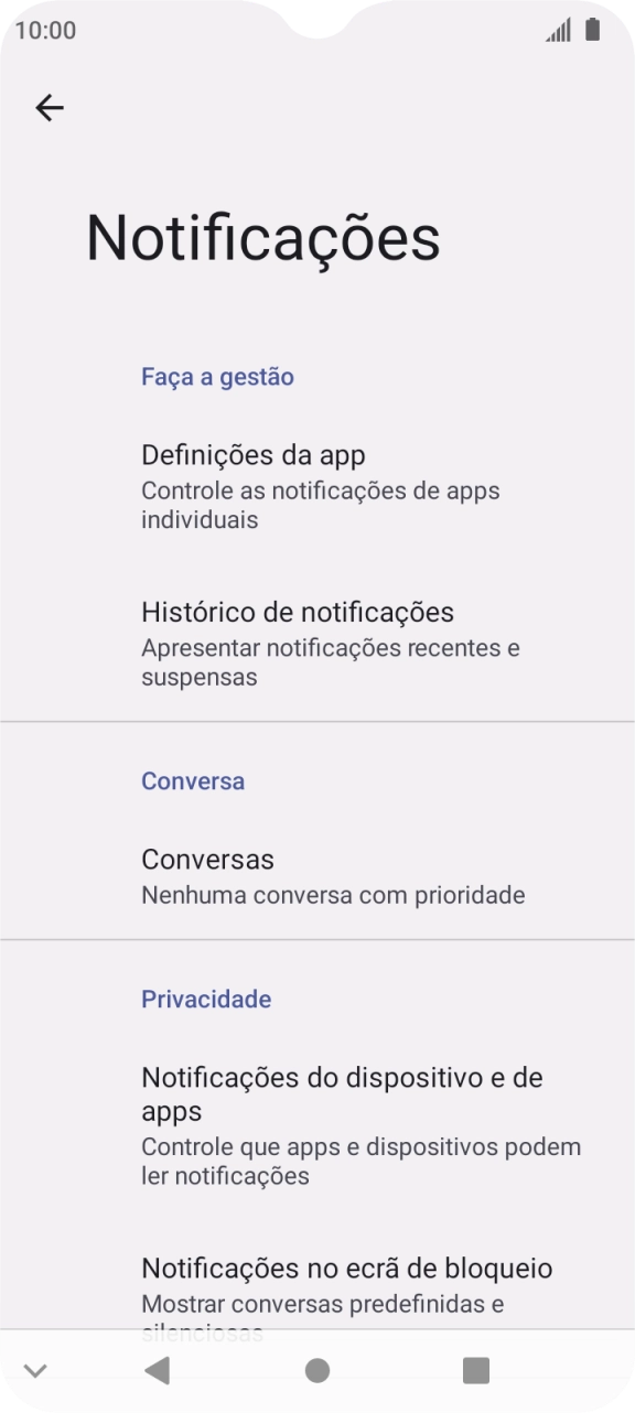 Prima Definições da app.