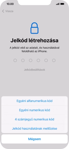A képernyőzár használatának bekapcsolásához kövesd a képernyőn megjelenő utasításokat, vagy válaszd a Jelkód használatának mellőzése lehetőséget.