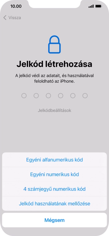 A képernyőzár használatának bekapcsolásához kövesd a képernyőn megjelenő utasításokat, vagy válaszd a Jelkód használatának mellőzése lehetőséget.