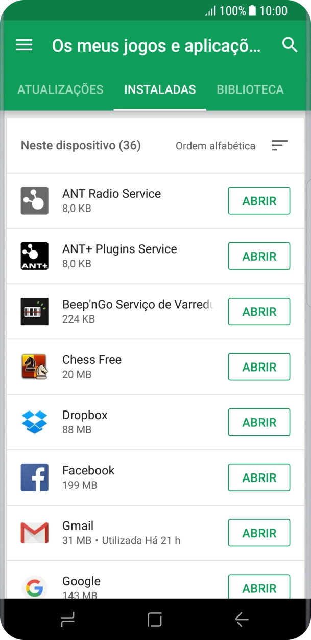 Prima a app pretendida.