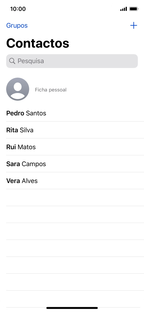 Prima o ícone de novo contacto.