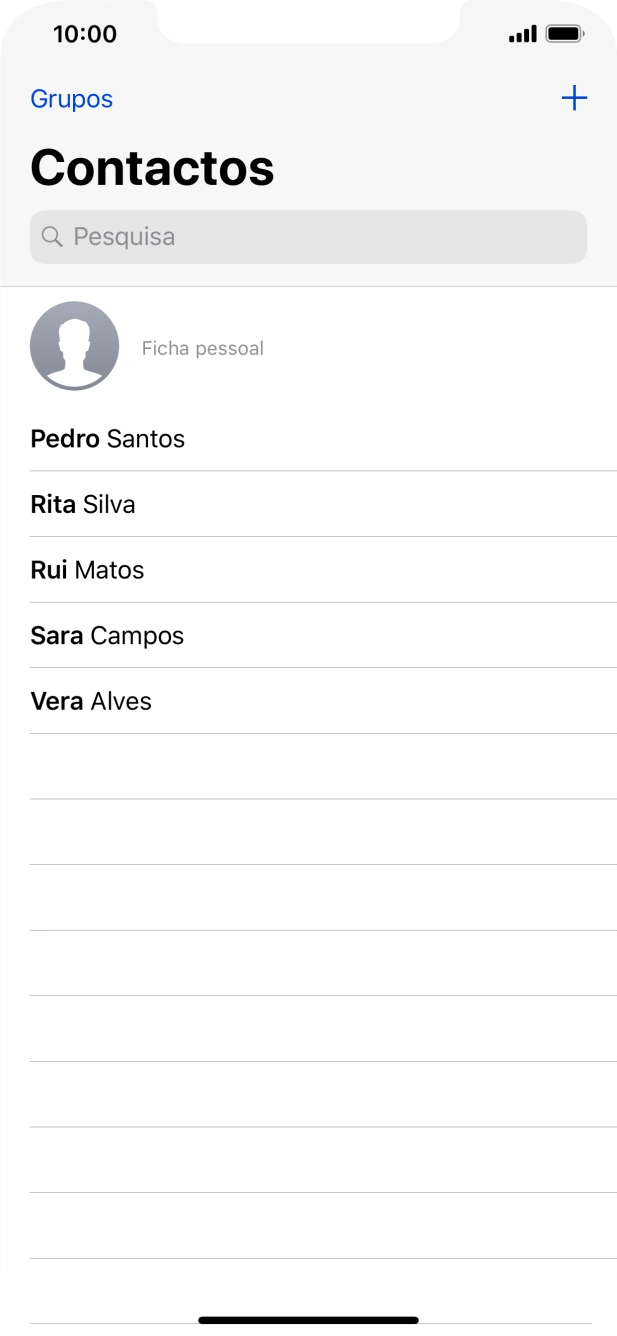 Prima o ícone de novo contacto.